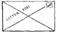 Image of front of postal article marked Letter Post and marked with lines