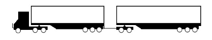 Labels on a double road train.