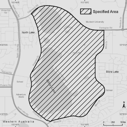 This map specifies the area for which protection is sought as bounded by Progress Drive in the West, Bibra Drive in the South and East, and Farrington Road in the north.