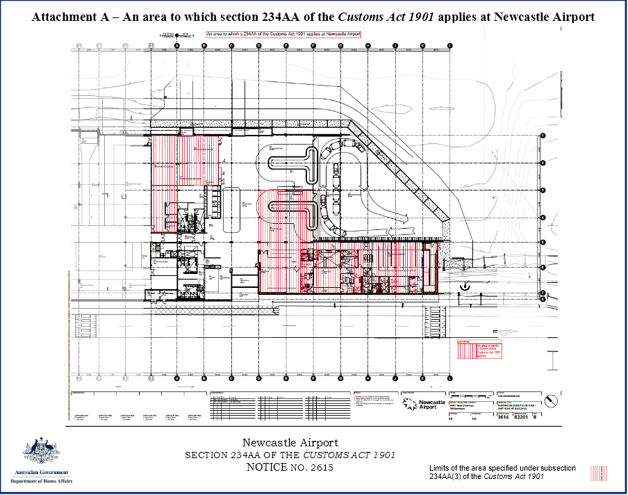 This map shows the area to which section 234AA of the Customs Act 1901 applies. Further information can be obtained from the Department of Home Affairs.