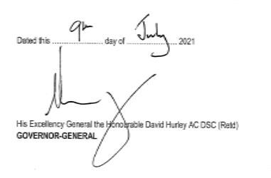 Governor-General Signature and Date