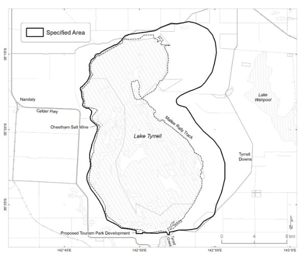 Map showing the specified area, Direl (Lake Tyrrell), near Sea Lake, Victoria