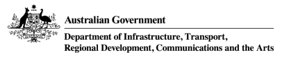 Australian Government Crest and Department of Infrastructure, Transport, Regional Development, Communications and the Arts logo.