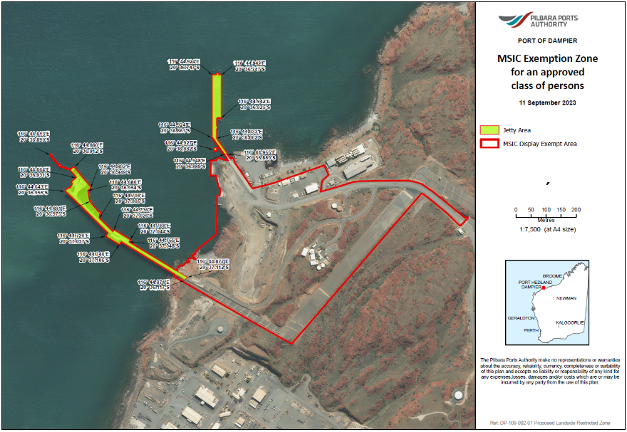 MSIC exemption zone for an approved class of person - Port of Dampier