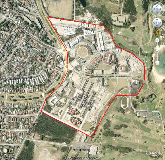 The image is Map 4 contained in Annexure A, and displays the boundaries for the network determined to be adequately served at Little Bay Estate in Little Bay, New South Wales.