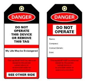 Figure 6 shows two examples of a danger tag.