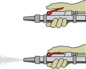 Nozzle with dead man control.