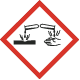 This image shows a GHS pictogram that represents a corrosive hazard.