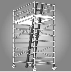 Figure 7 shows a mobile scaffold with an access ladder and trapdoor to provide the largest possible hazard-free working platform.