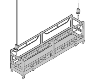 Figure 8 shows an example of a light duty suspended scaffold with two wire ropes to each winch. 