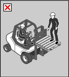 Figure 13 shows the unacceptable practice of using a forklift as a working platform.
