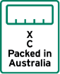 This label is a portrait rectangle shape.
It contains an empty (0%) bar chart. The explanatory text underneath the bar chart reads X and C Packed in Australia. X is the phrase 'Grown in', 'Produced in', 'Produce of', 'Product of' as appropriate and C is the name of the relevant country, or the adjectival form of the name as appropriate. Packed may be replaced by Packaged. 