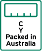 This label is a portrait rectangle shape.
It contains an empty (0%) bar chart. The explanatory text underneath the bar chart reads C and Y Packed in Australia. Y is the word 'Grown', 'Produce', 'Product' or the kind of food,as appropriate and C is the name of the relevant country, or the adjectival form of the name as appropriate. Packed may be replaced by Packaged. 