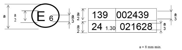 Approval mark with dimensioning