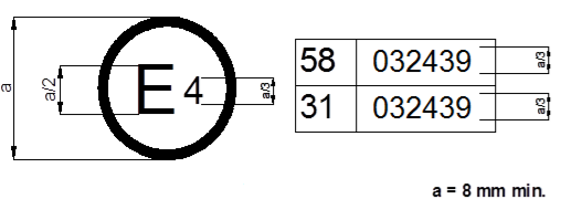 Example arrangement of an approval mark (Model B)