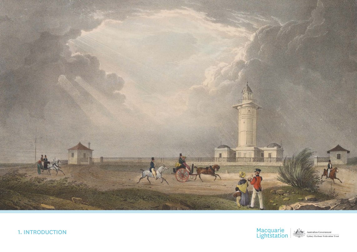 Coverpage - Chapter 1 - Introduction
Historical drawing of Macquarie Lightstation (Jean Baptiste Arnout, 1829 Macquarie Lighthouse, Phare de Port Jackson (National Library of Australia))