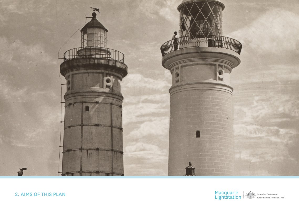 Coverpage - Chapter 2 - Aims of this Plan
Historical photograph (Two Lighthouses together prior to demolition of the original 1883 (State Library of New South Wales))