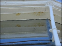 Photograph showing close up of glazing panes fitted under the dome roof