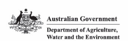 Australian Government Department of Agriculture, Water and the Environment logo with Commonwealth of Australia coat of arms