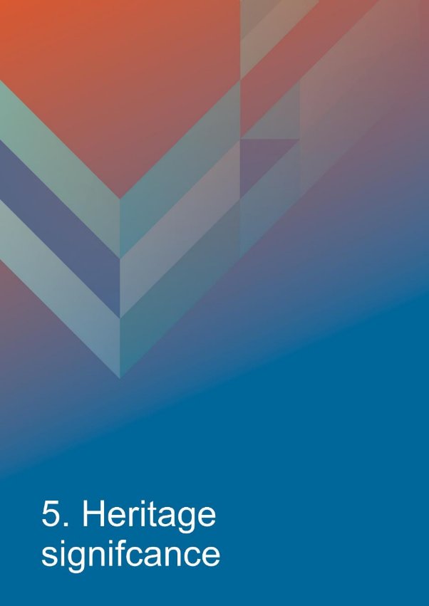 Decorative background with text that reads "5. Heritage significance"