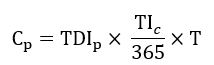 Cp equals TDIp times TIc over 365 times T