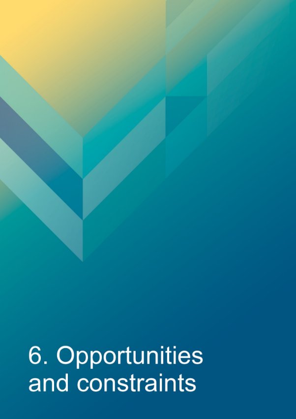 Decorative cover page, reads 6. Opportunities and constraints
