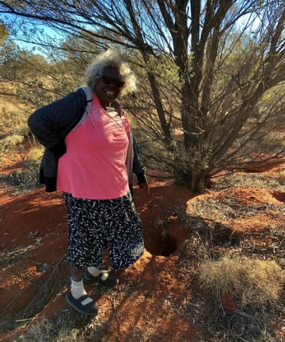 Matuwa Kurrara Kurrara Ranger Lena Long with Bilby Burrow