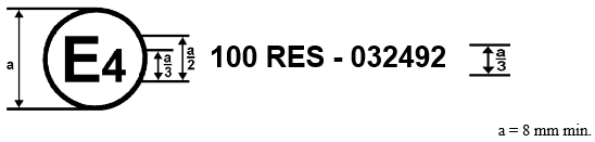 Figure is an approval mark affixed to a REESS showing that the REESS type ("ES") concerned has been approved in the Netherlands (E 4), pursuant to Regulation No. 100, and under the approval number 032492