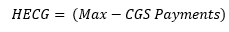 Start formula HECG equals open round bracket Max minus CGS payments close round bracket end formula