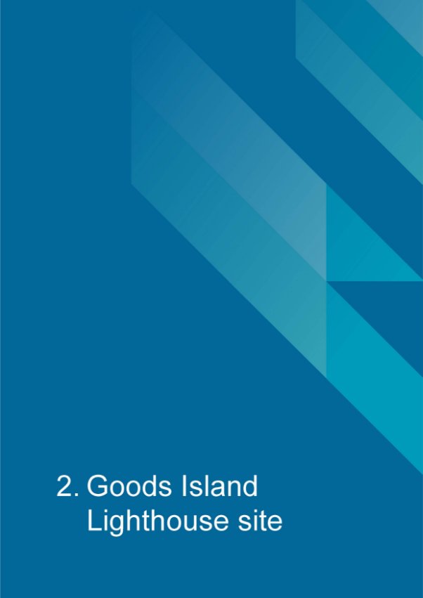 Decorative cover page which reads "2. Goods Island Lighthouse site".