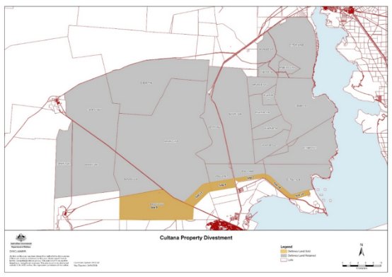 Map of declared defence area, Cultana Training Area, in South Australia