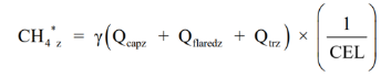 A formula to work out the estimated quantity of methane in landfill gas generated by the sub facility zone during the year, measured in tonnes of carbon dioxide equivalent