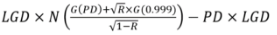 Formula for the capital requirement for non-defaulted SME retail exposures.