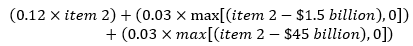 A formula to calculate the operational risk regulatory capital.