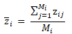 A formula to work out the average stocking density of a carbon estimation area, based on the stocking density of each sample plot.