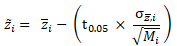 A formula to work out the conservative estimate of the average stocking density of a carbon estimation area based on the lower confidence limit.