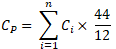 A formula to work out the project area carbon stock at the end of the reporting period – calculated by summing the carbon stock in each carbon estimation area.