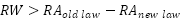 Start formula RW is greater than RA old law minus RA new law end formula